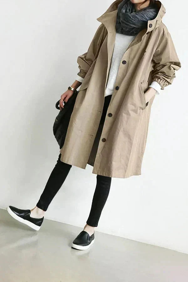 Nora - Oversized Trench Coat with Hoodie