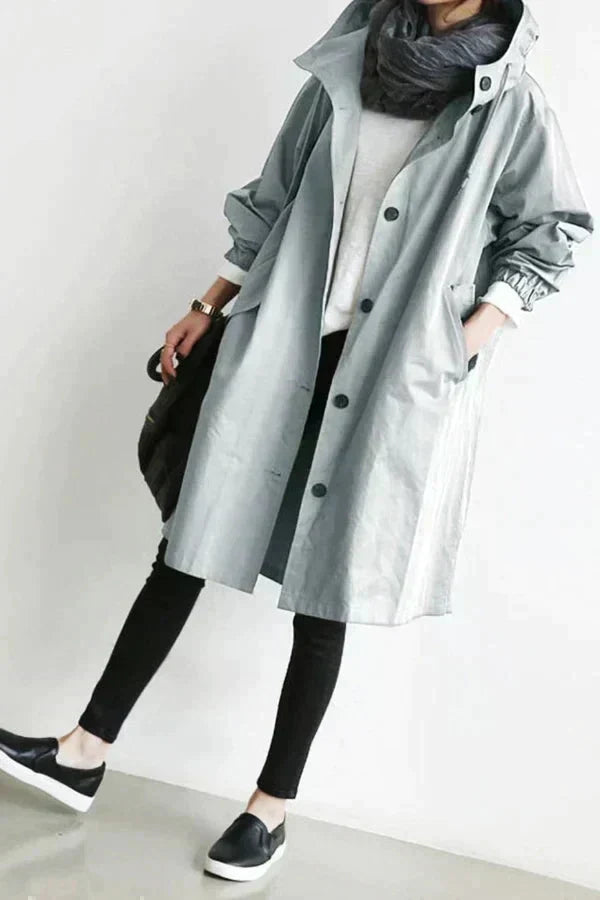 Nora - Oversized Trench Coat with Hoodie