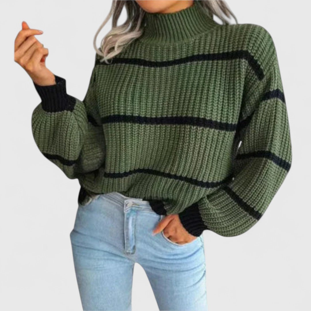 Eleanor - Turtleneck Sweater with Stripes