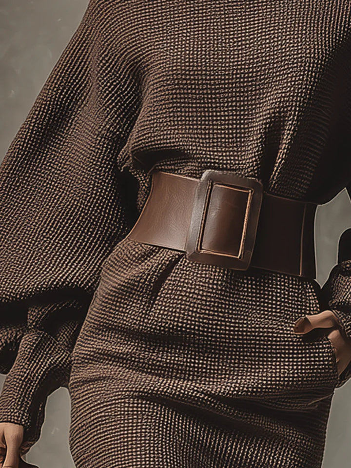 Camille - Structured Belted Short Knit Dress