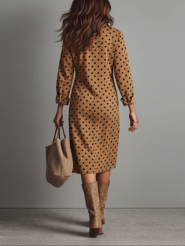 Liora - Polka Dot Faux Leather Midi Dress