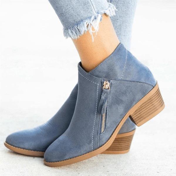 Talia - Women’s Ankle Boots – Side-Zip Design with Low Heel