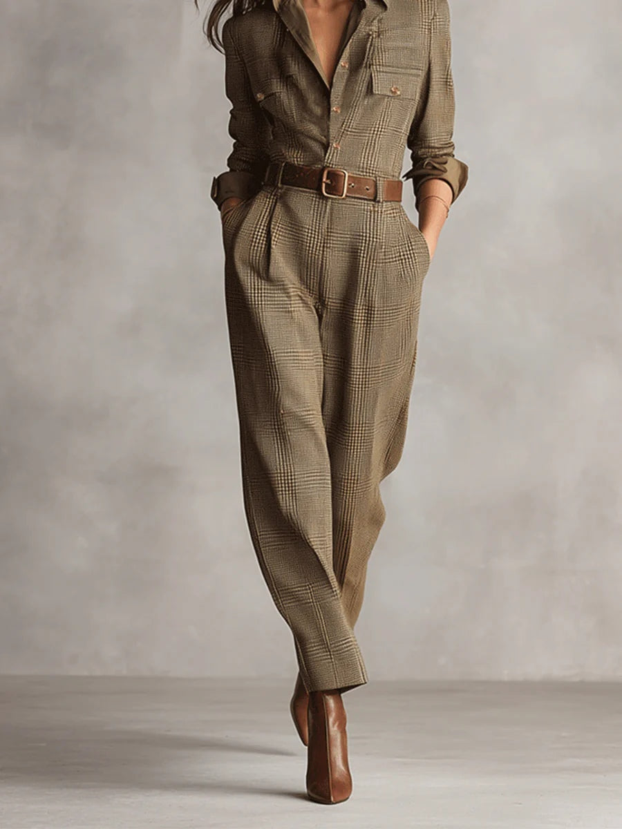 Aveline - Elegant Plaid Jumpsuit