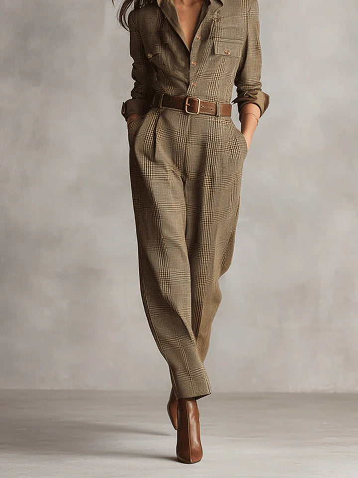 Aveline - Elegant Plaid Jumpsuit