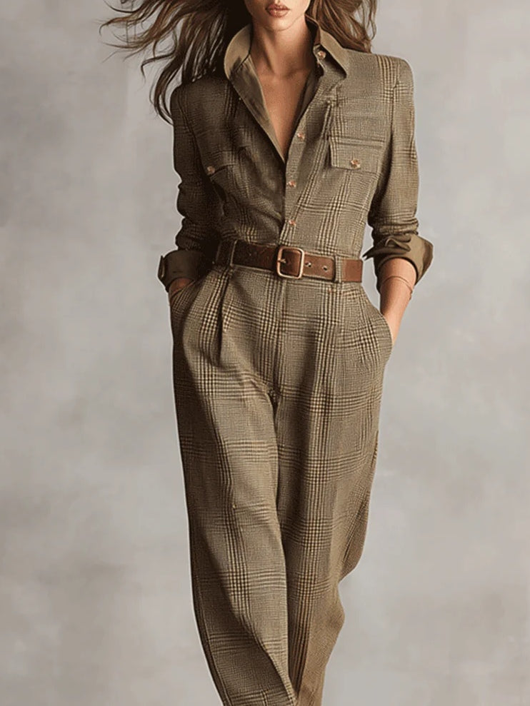 Aveline - Elegant Plaid Jumpsuit