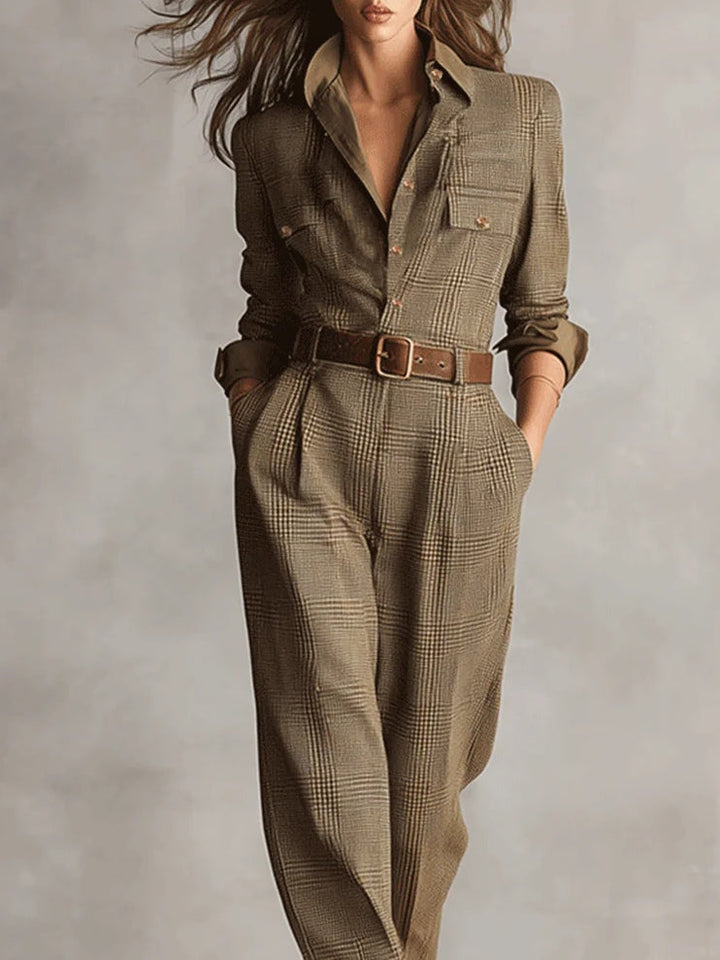 Aveline - Elegant Plaid Jumpsuit