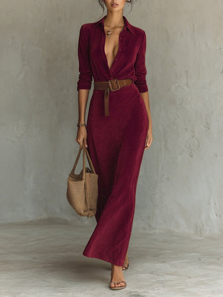 Celestine - Chic Suede Maxi Gown