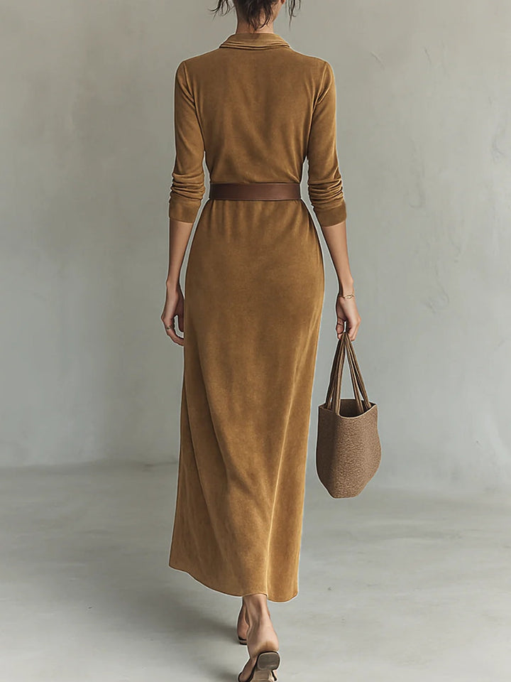 Celestine - Chic Suede Maxi Gown