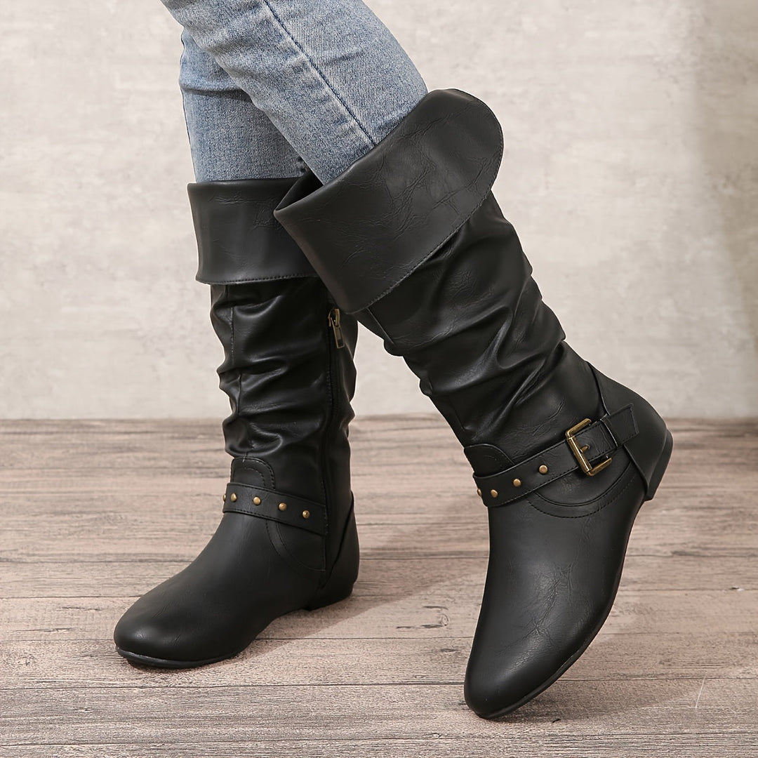 Kaitlyn - Women's Knee-High Boots with Side Zipper