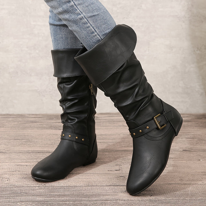 Kaitlyn - Women's Knee-High Boots with Side Zipper