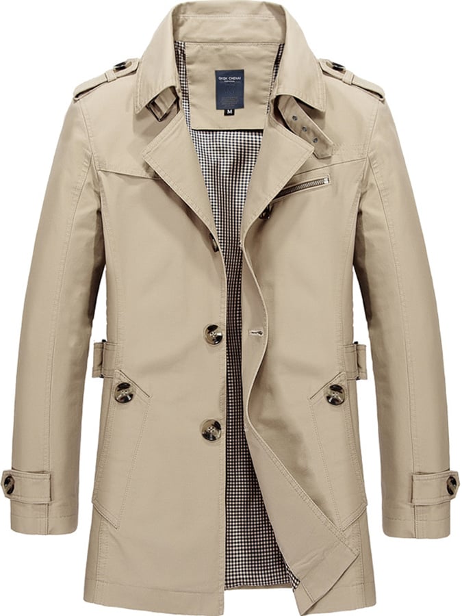 Brian - Cotton Business Slim Fit Button Down Casual Trench Coat