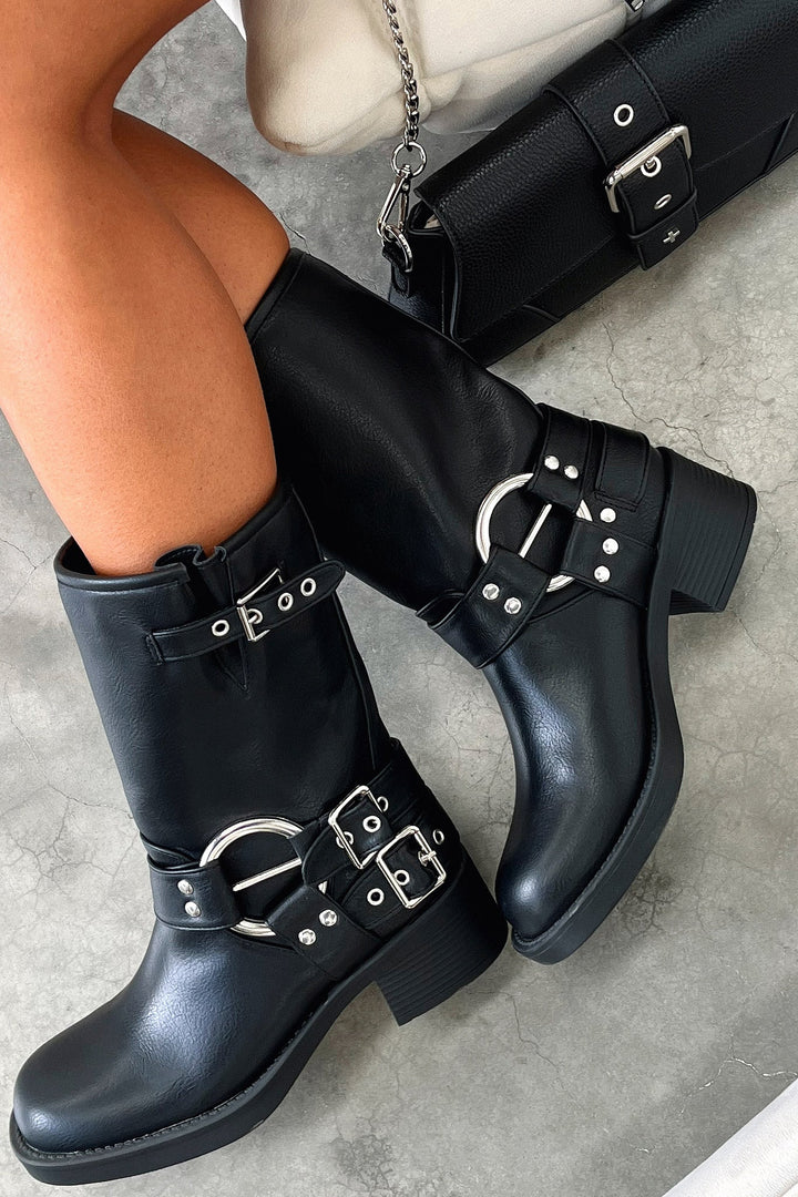 Alexandra - Women's Black Short Boots
