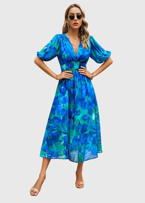 Olivia - Flattering Floral Midi Dress