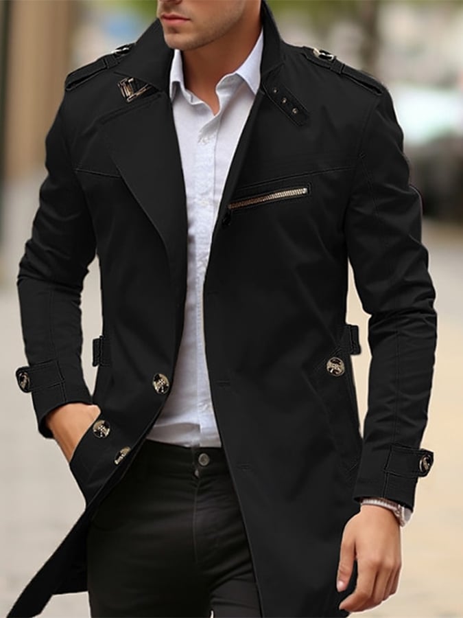 Brian - Cotton Business Slim Fit Button Down Casual Trench Coat
