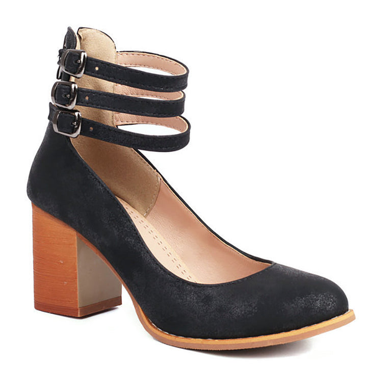 Delilah - Smooth sandals with ankle strap and chunky heel