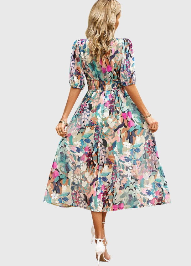 Olivia - Flattering Floral Midi Dress