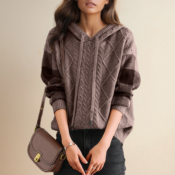 Grace - Cable Knit Hoodie Sweater
