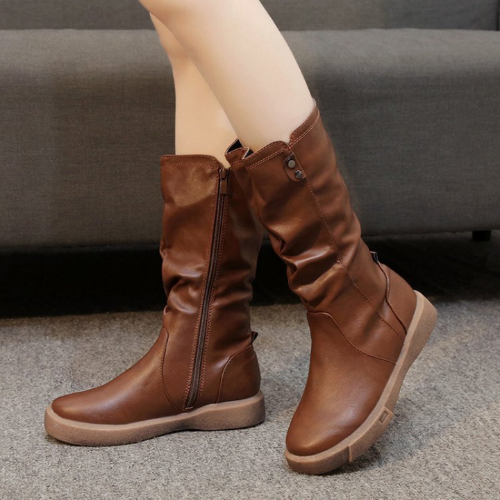 Vanessa - Waterproof Vegan Leather Boots with Zipper