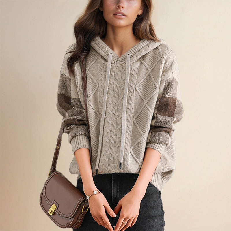 Grace - Cable Knit Hoodie Sweater