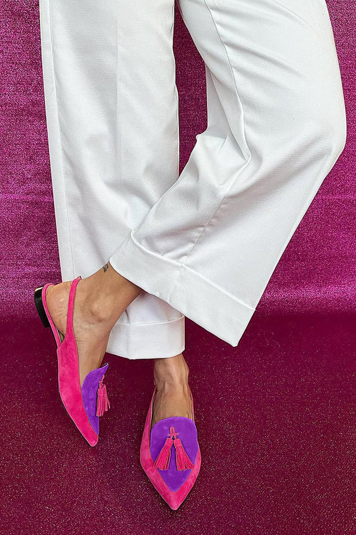 Meryl - Colourful Ballerinas with Fringes and Decorative Ankle Strap