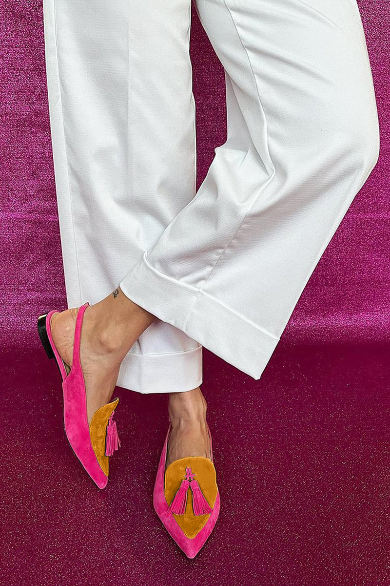 Meryl - Colourful Ballerinas with Fringes and Decorative Ankle Strap