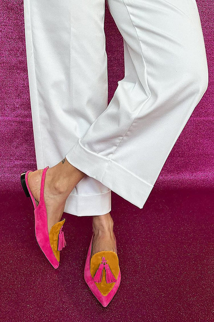 Meryl - Colourful Ballerinas with Fringes and Decorative Ankle Strap