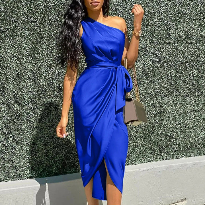 Eve - Asymmetrical Silk Maxi Dress with Ruffles