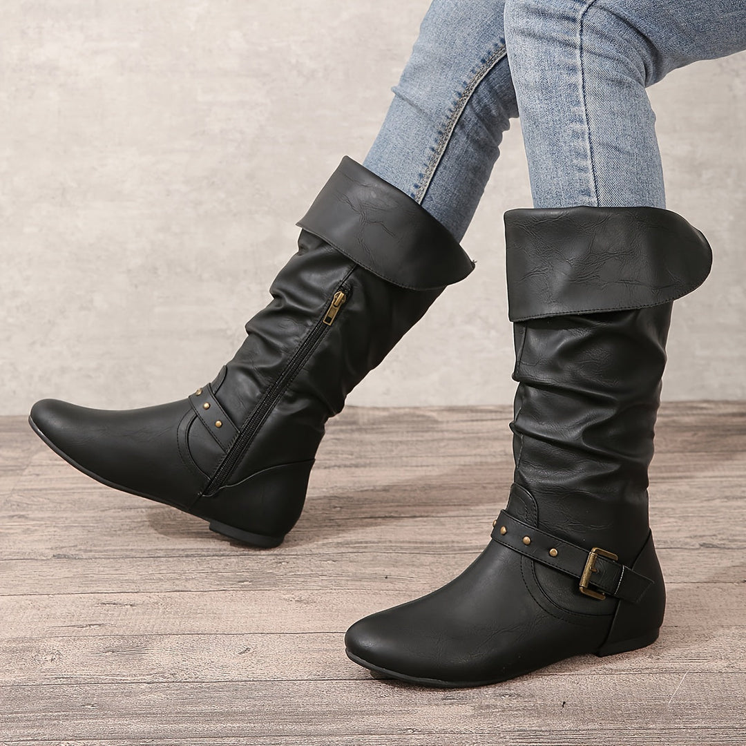 Kaitlyn - Women's Knee-High Boots with Side Zipper
