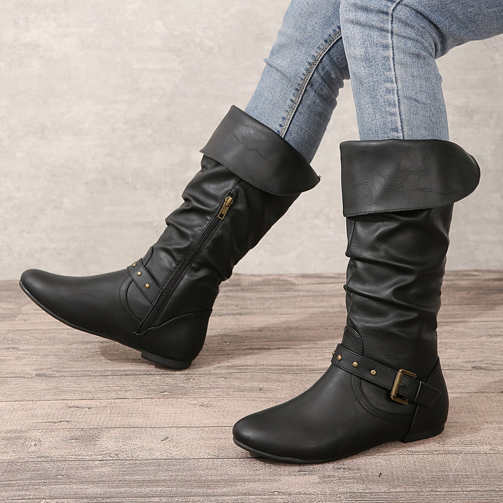 Kaitlyn - Women's Knee-High Boots with Side Zipper