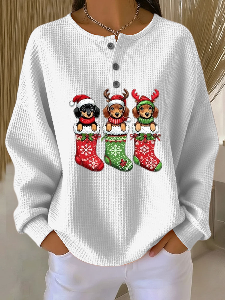 Delilah - Vintage Christmas Sweater with Dog Motif