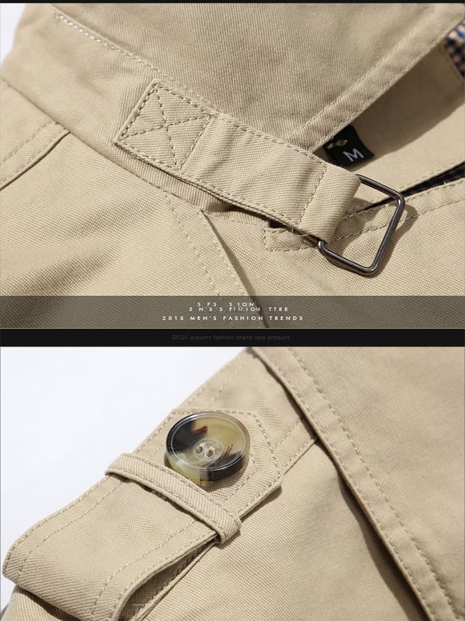 Brian - Cotton Business Slim Fit Button Down Casual Trench Coat