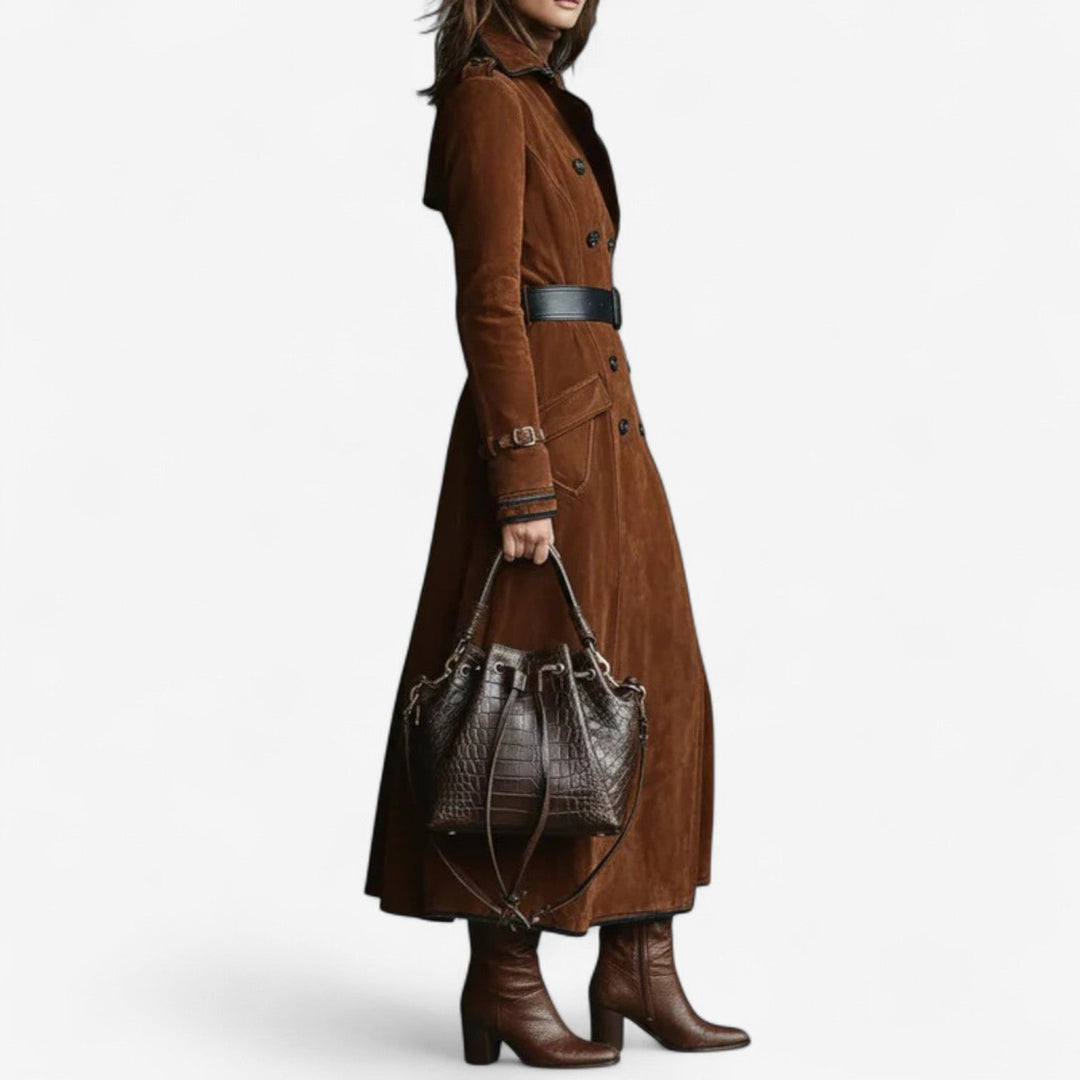 Calliope - Elegant Suede Trench Coat