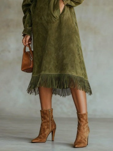 Talia - Suede Fringe Dress