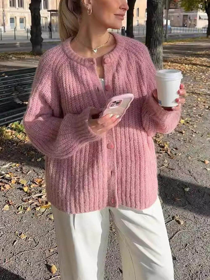 Ivanna - Lazy Style Loose Solid Color Long Sleeve Cardigan