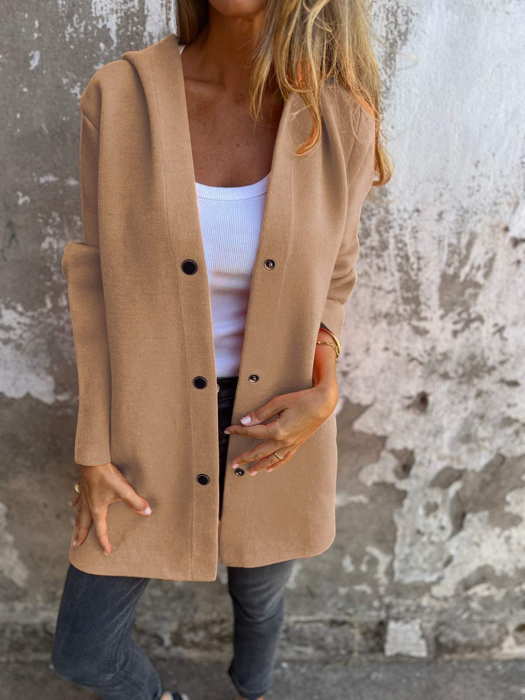 Gertrude - Casual Hoodie Jacket with Buttons