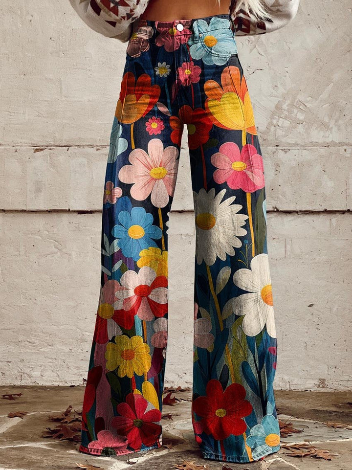 Harper™ - Comfortable Colorful Floral Print Wide Leg Pants