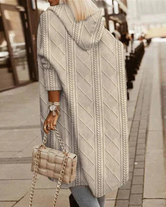 Nora – Long-sleeved cable-knit hooded cardigan