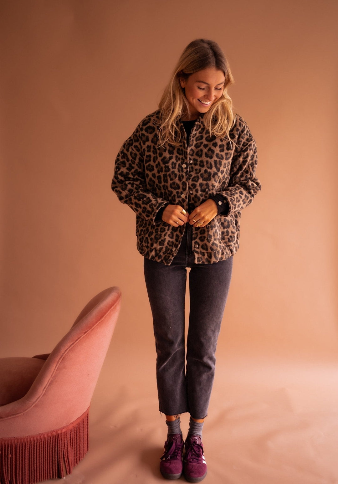 Claire - Bold Style Jacket with Leopard Print