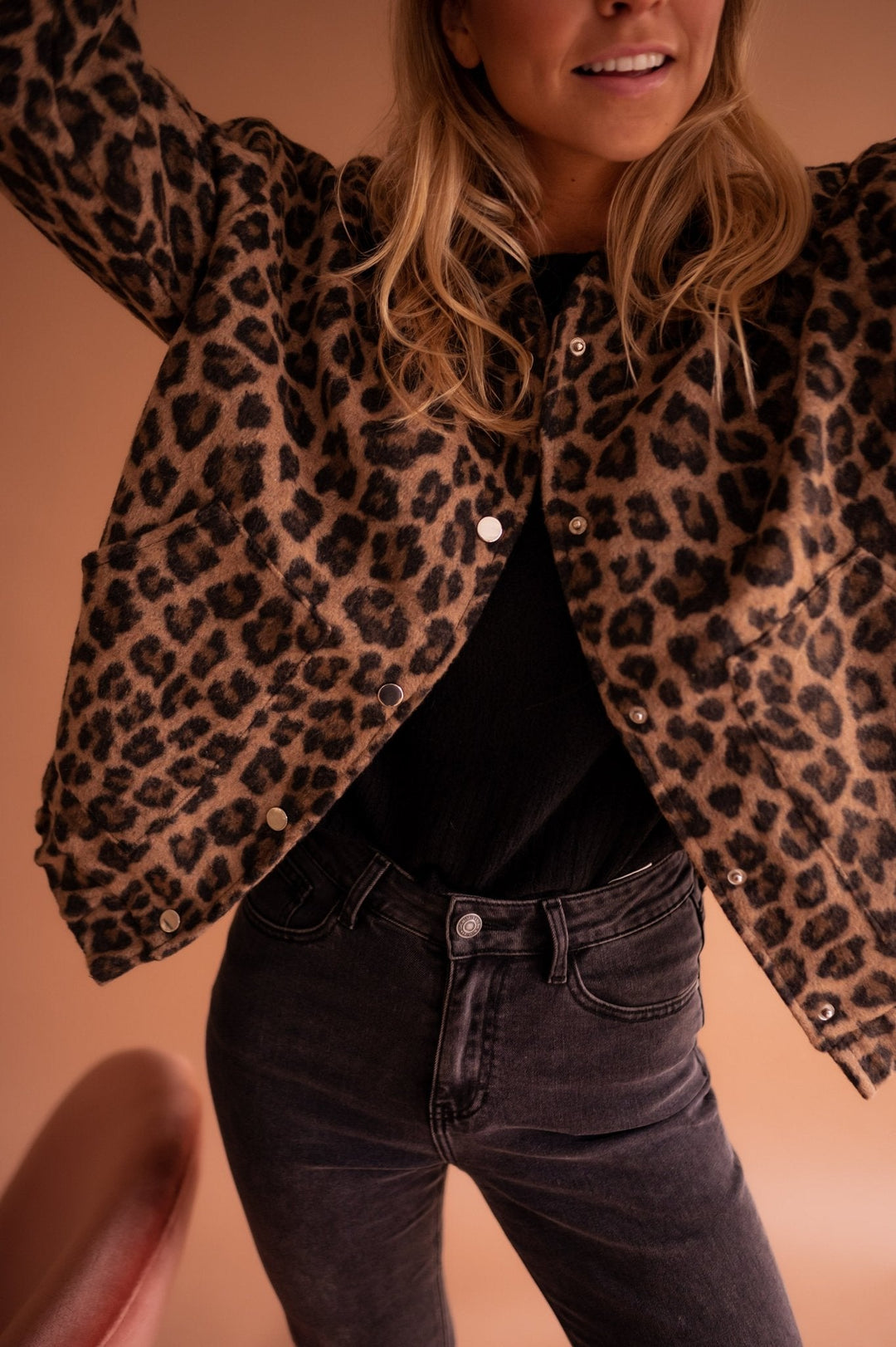 Claire - Bold Style Jacket with Leopard Print