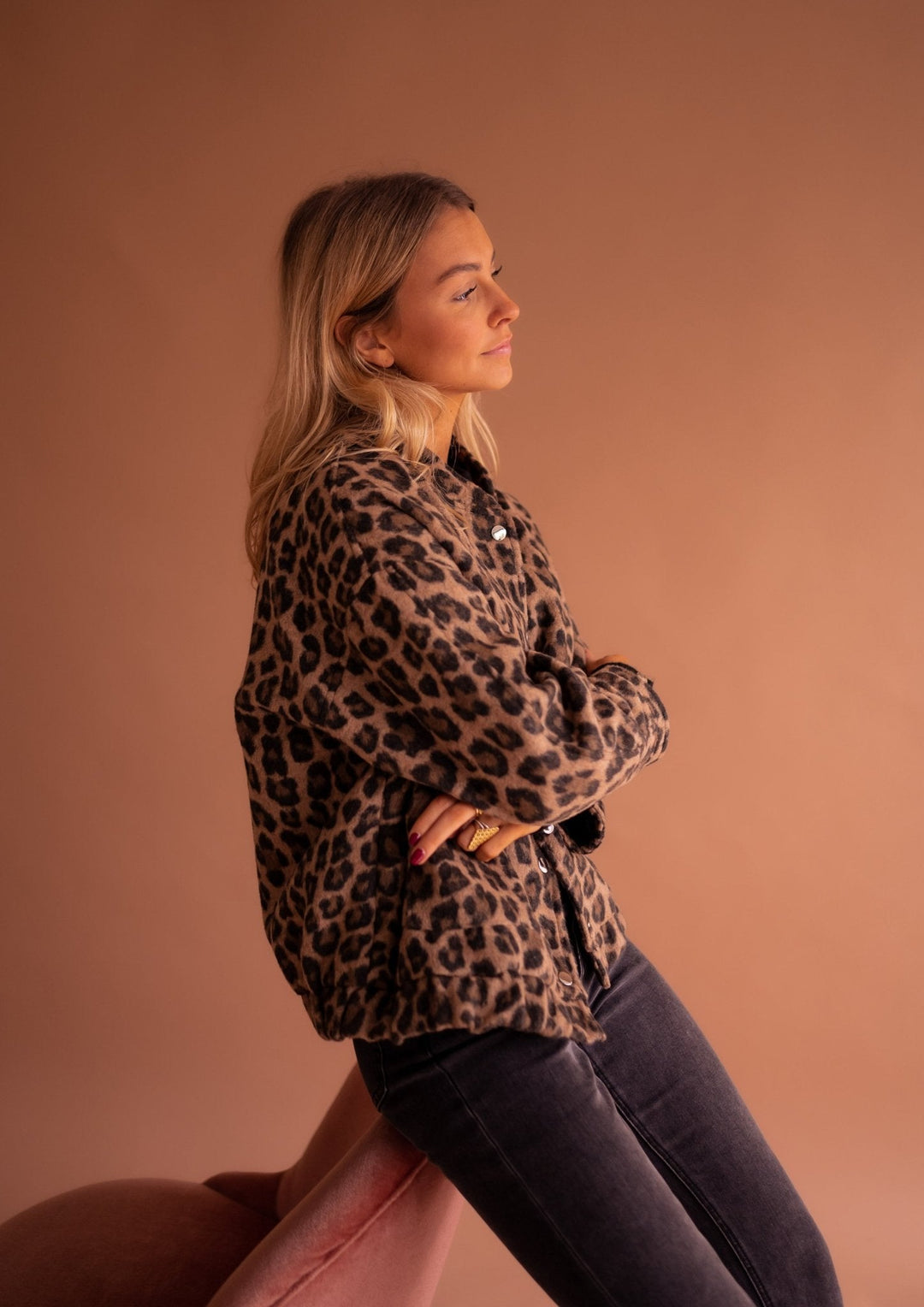 Claire - Bold Style Jacket with Leopard Print