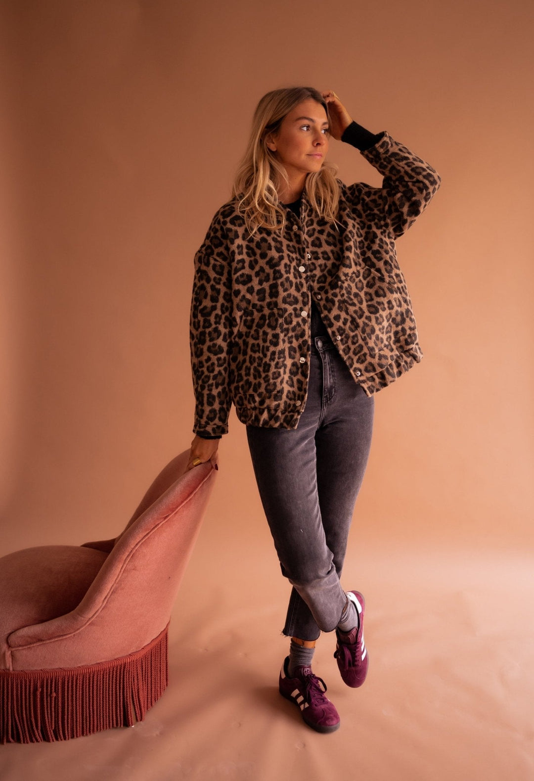 Claire - Bold Style Jacket with Leopard Print