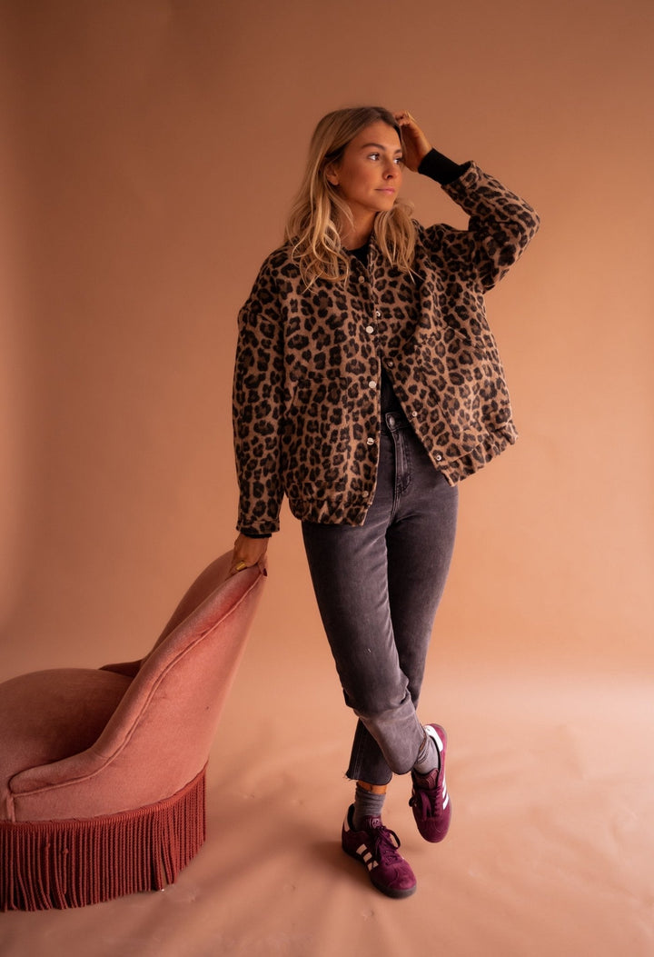 Claire - Bold Style Jacket with Leopard Print