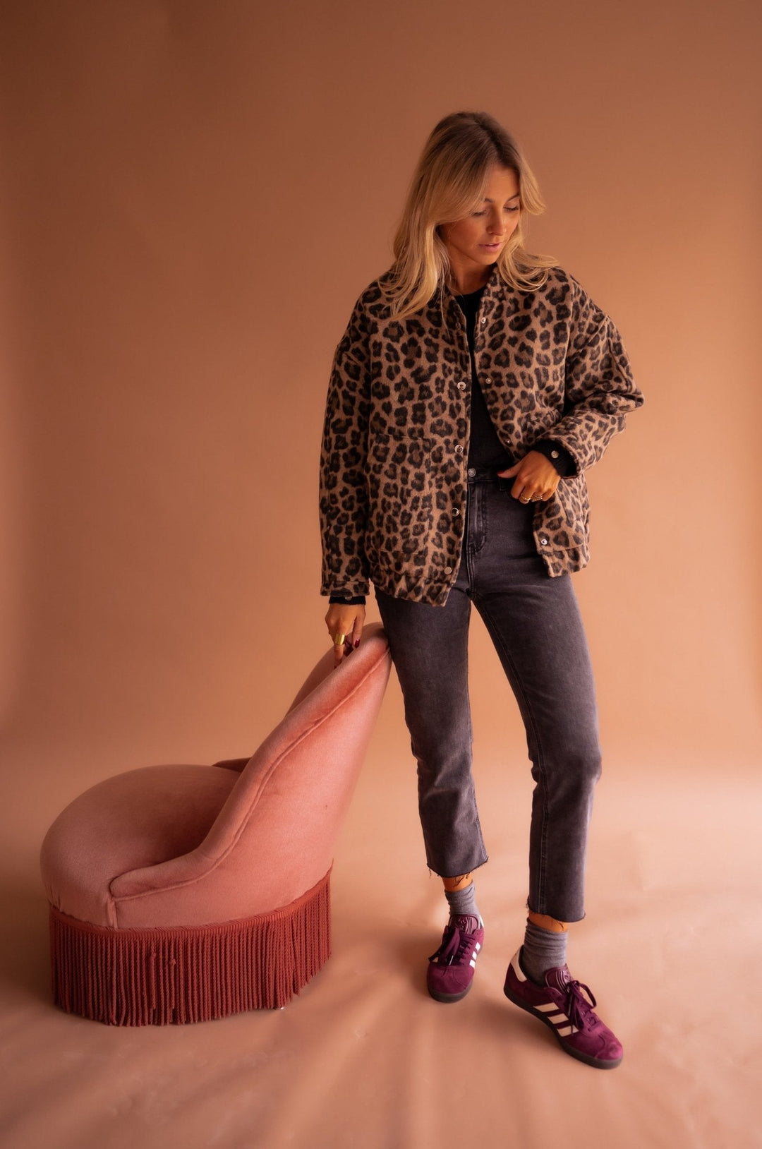 Claire - Bold Style Jacket with Leopard Print