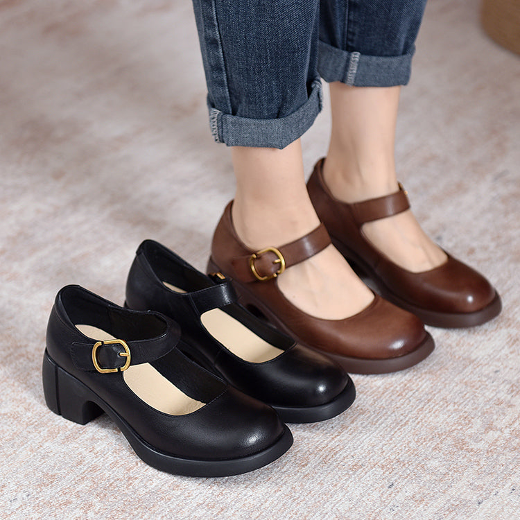 Clara - Agnes Leather Mary Janes