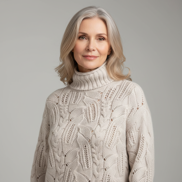 Vivienne - Cashmere Turtleneck with Cable Knit