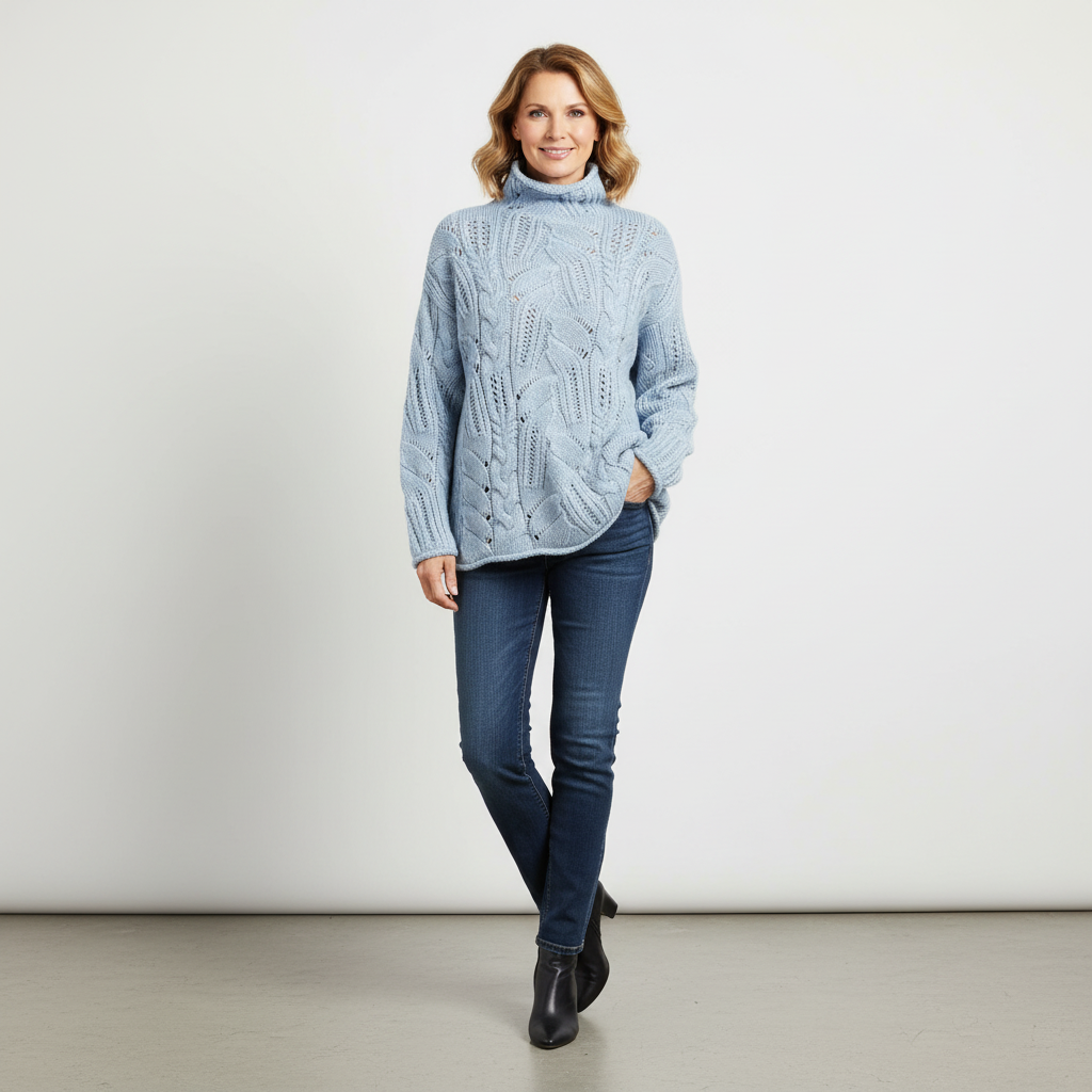 Vivienne - Cashmere Turtleneck with Cable Knit