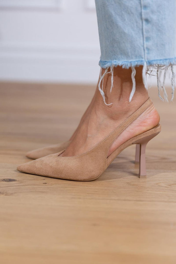 Sophie - Nude slingback heels with a fine heel