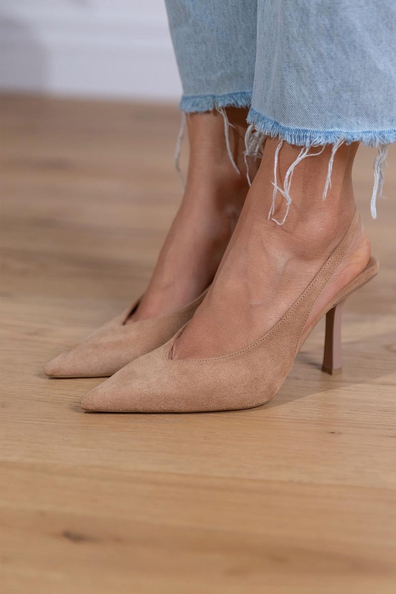 Sophie - Nude slingback heels with a fine heel