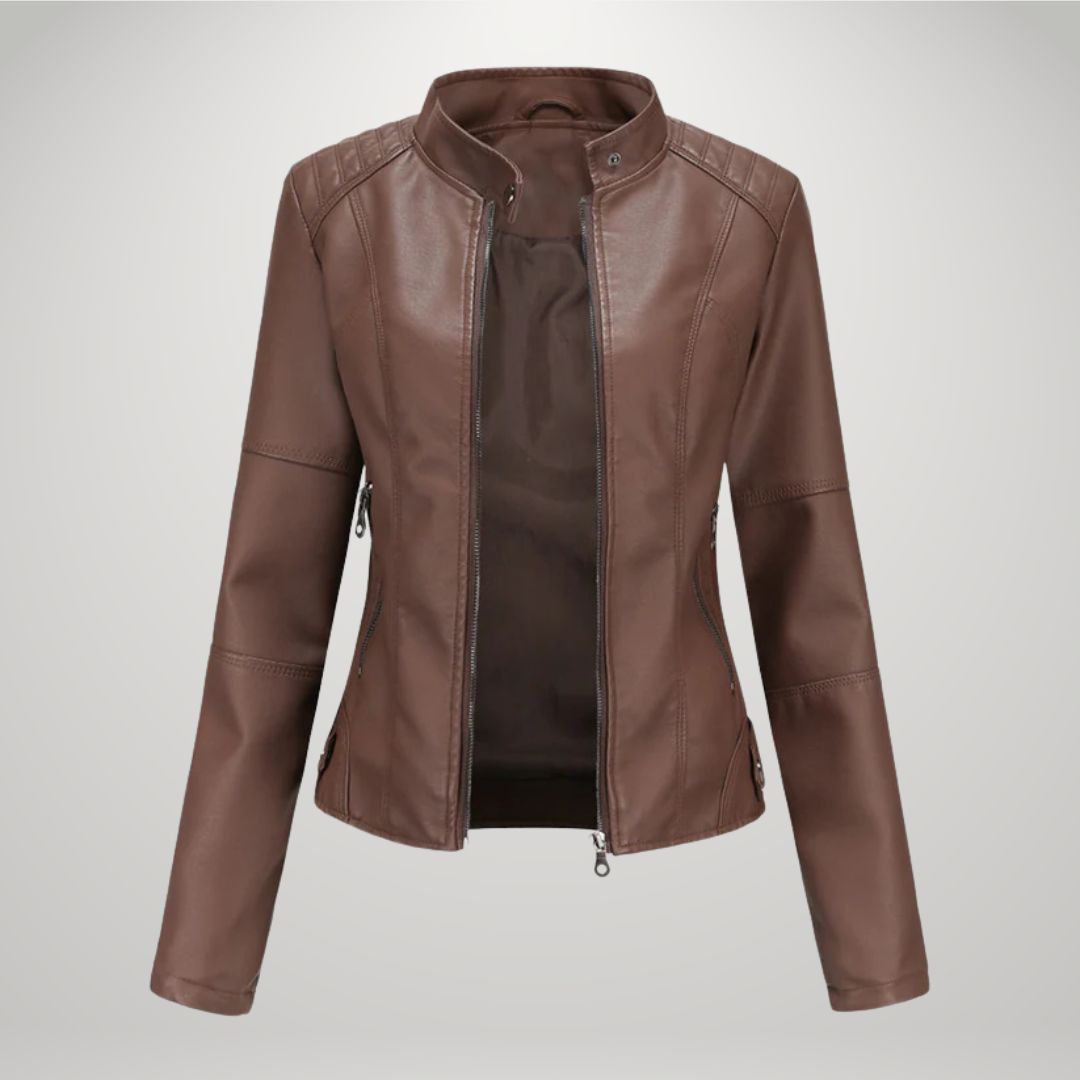 Ella - Faux Leather Biker Jacket