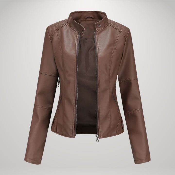 Ella - Faux Leather Biker Jacket